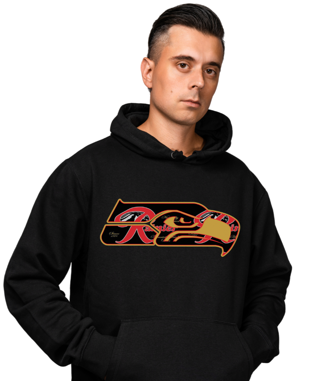 black unisex hoodie beer design hawks seattle softstyle