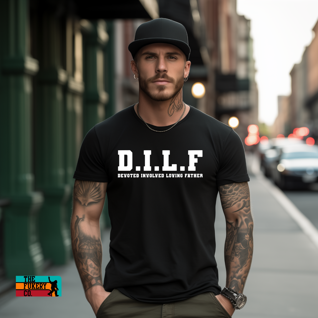 DILF Devoted, involved, loving, father black funny shirt, unisex, men's