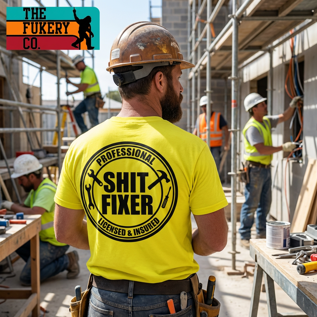 Professional Shit Fixer | Funny Blue Collar Work Shirt | The Fukery