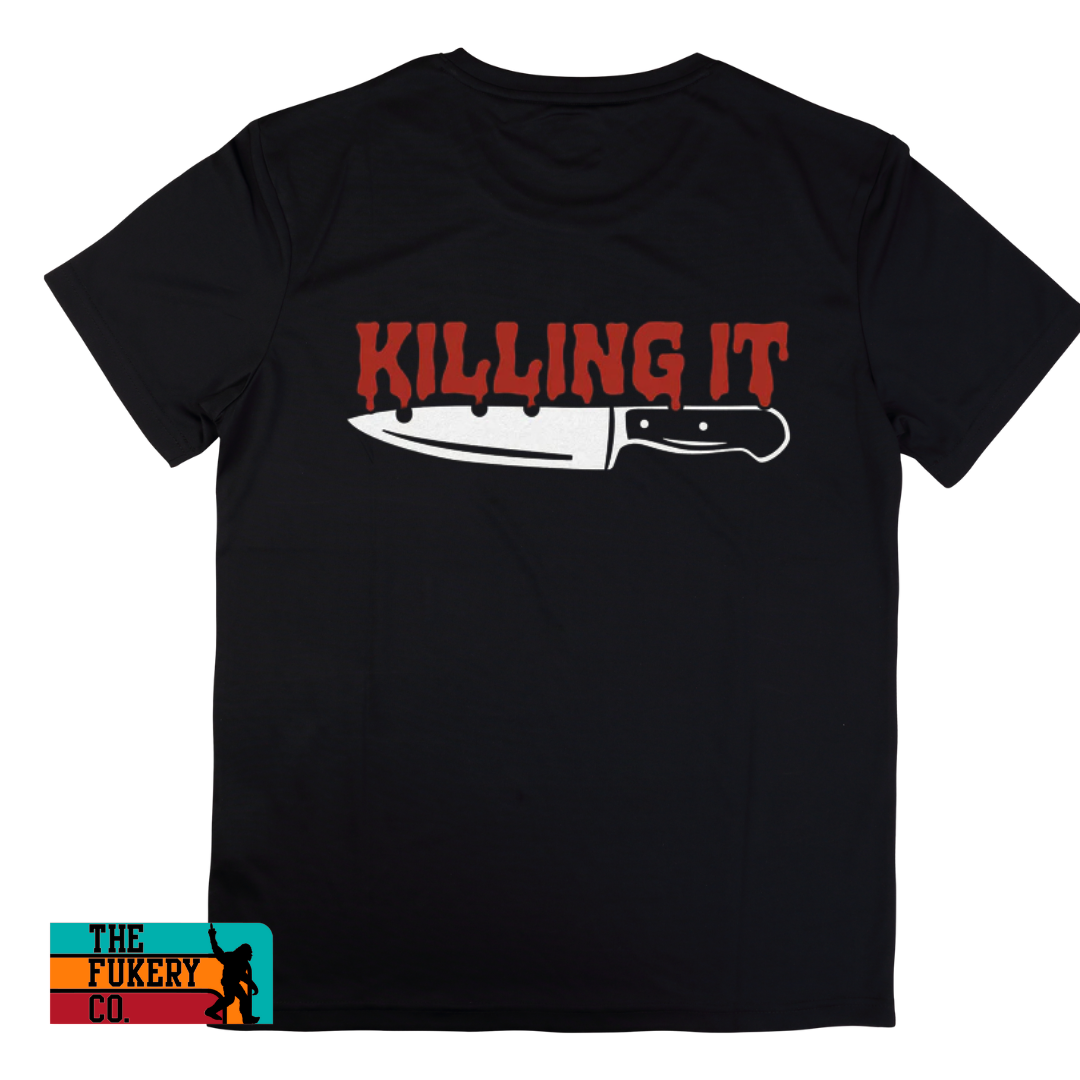 killing it funny knife tshirt, horror lovers, crime, black graphic tshirt
