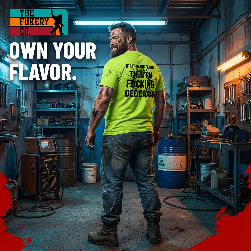 If Fat Means Flavor I'm Fucking Delicious Tee | Funny Blue Collar Work Shirt | The Fukery