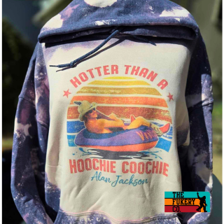 Hotter than a Hoochie Coochie bleached handmade hoodie